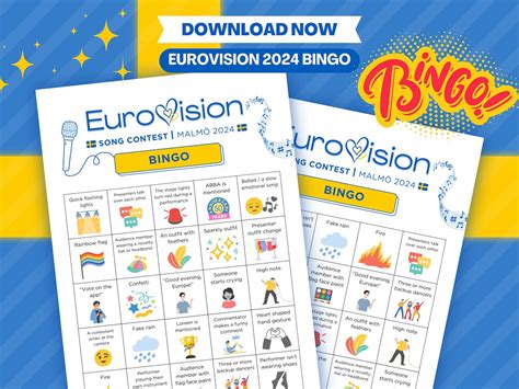 Eurovision 2024 Bingo Sheets 12 Player Cards Eurovision Song .